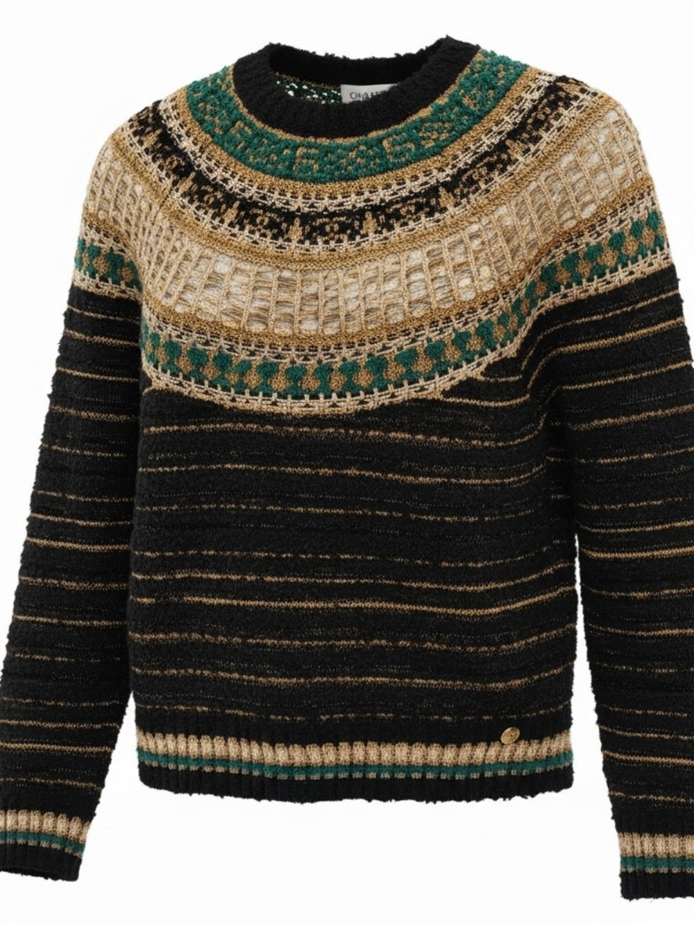 Chunky Knit Black and Gold  Patterned Women’s Sweater